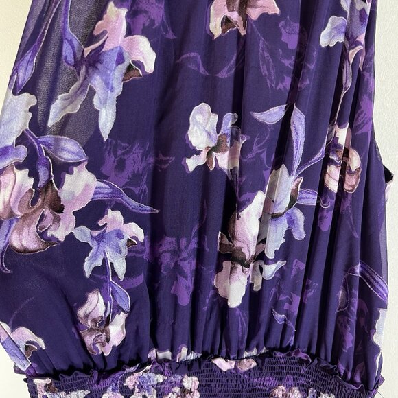 NWT White House Black Market Iris Bouquet Floral Burnout Smock-Neck Midi Dress 6 - Picture 5 of 9